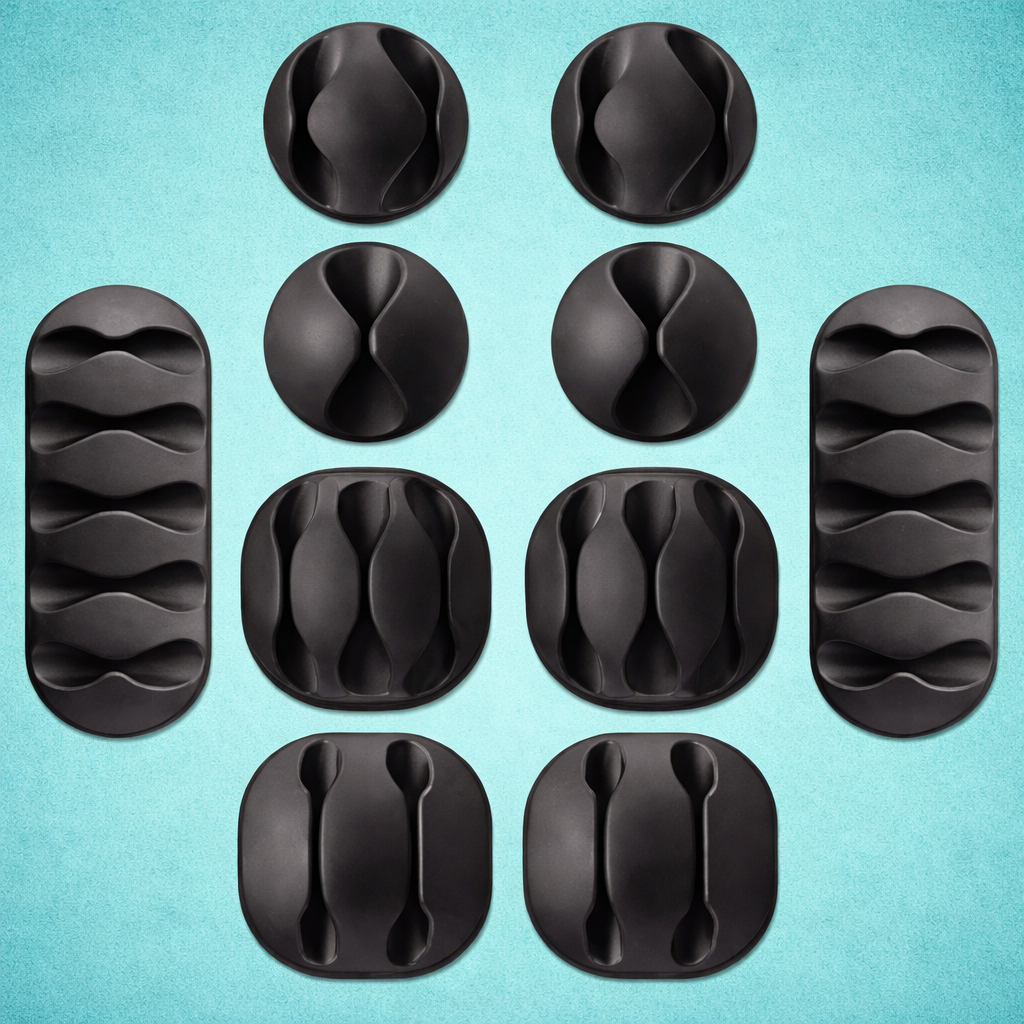 Black cable clips for wall cable management and wire organization