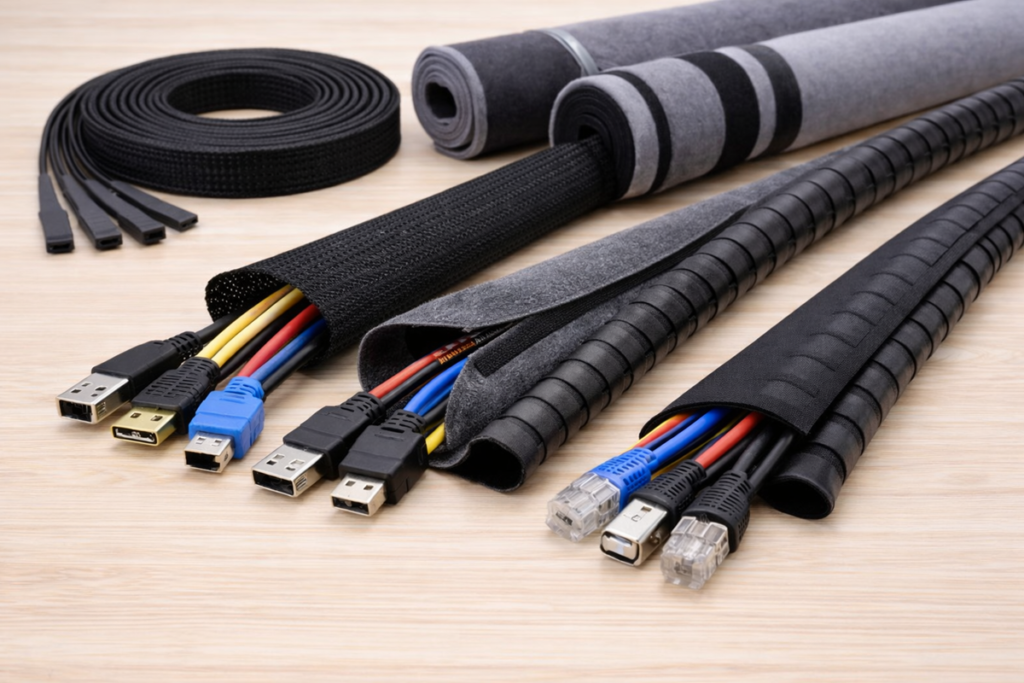 cable sleeves used to organize and protect multiple cables for cable management