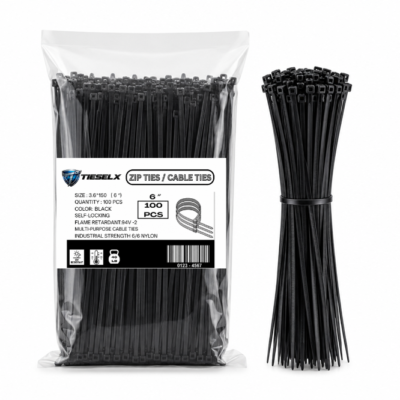 Black zip ties UV resistant nylon cable ties in 4 6 8 and 12 inch sizes bulk packs