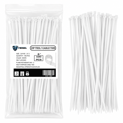 White zip ties UV resistant nylon cable ties for clean installations 4 6 8 12 inch
