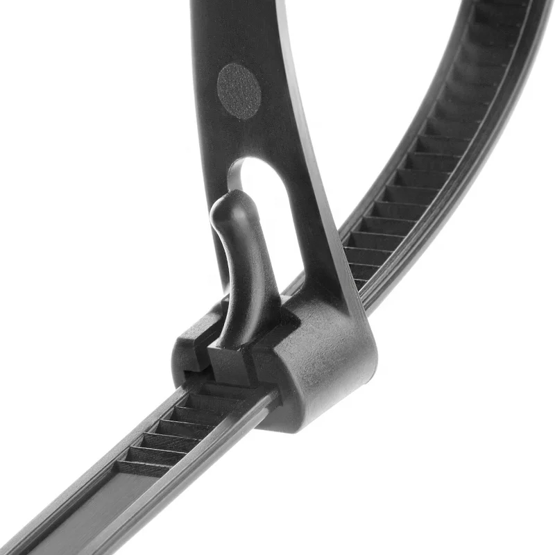Close-up of screw mount cable tie base and self-locking mechanism