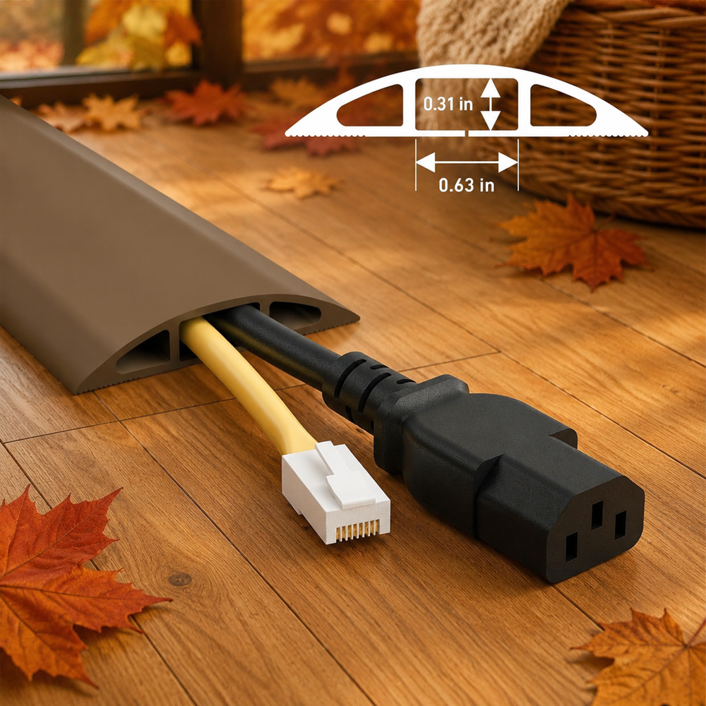 TIESELX Heavy-Duty Floor Cord Cover – Non-Slip PVC Cable Protector Ramp - Image 6
