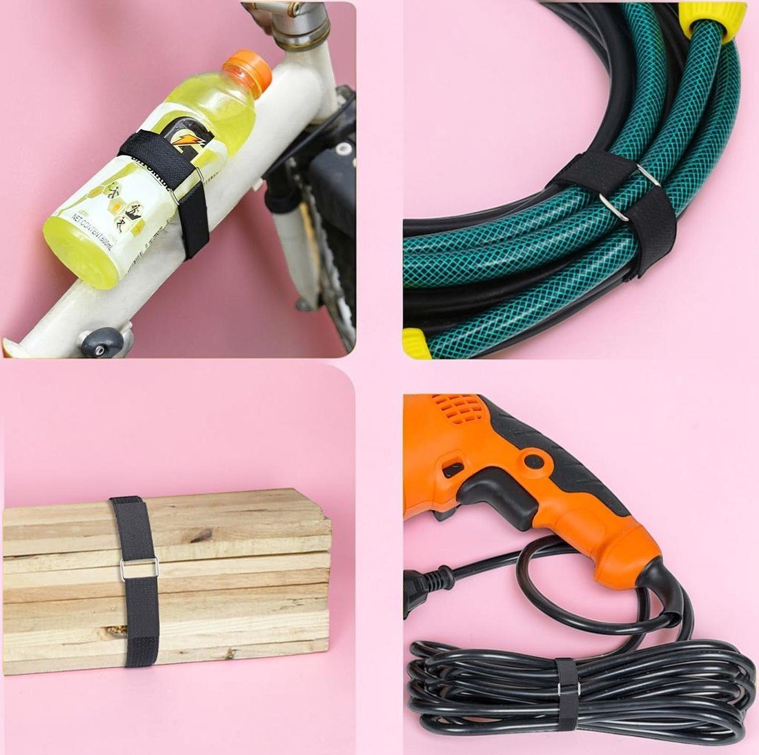 TIESELX Cut-to-Length Hook and Loop Cable Straps – Adjustable Nylon Cinch Straps with Metal Buckles - Image 2