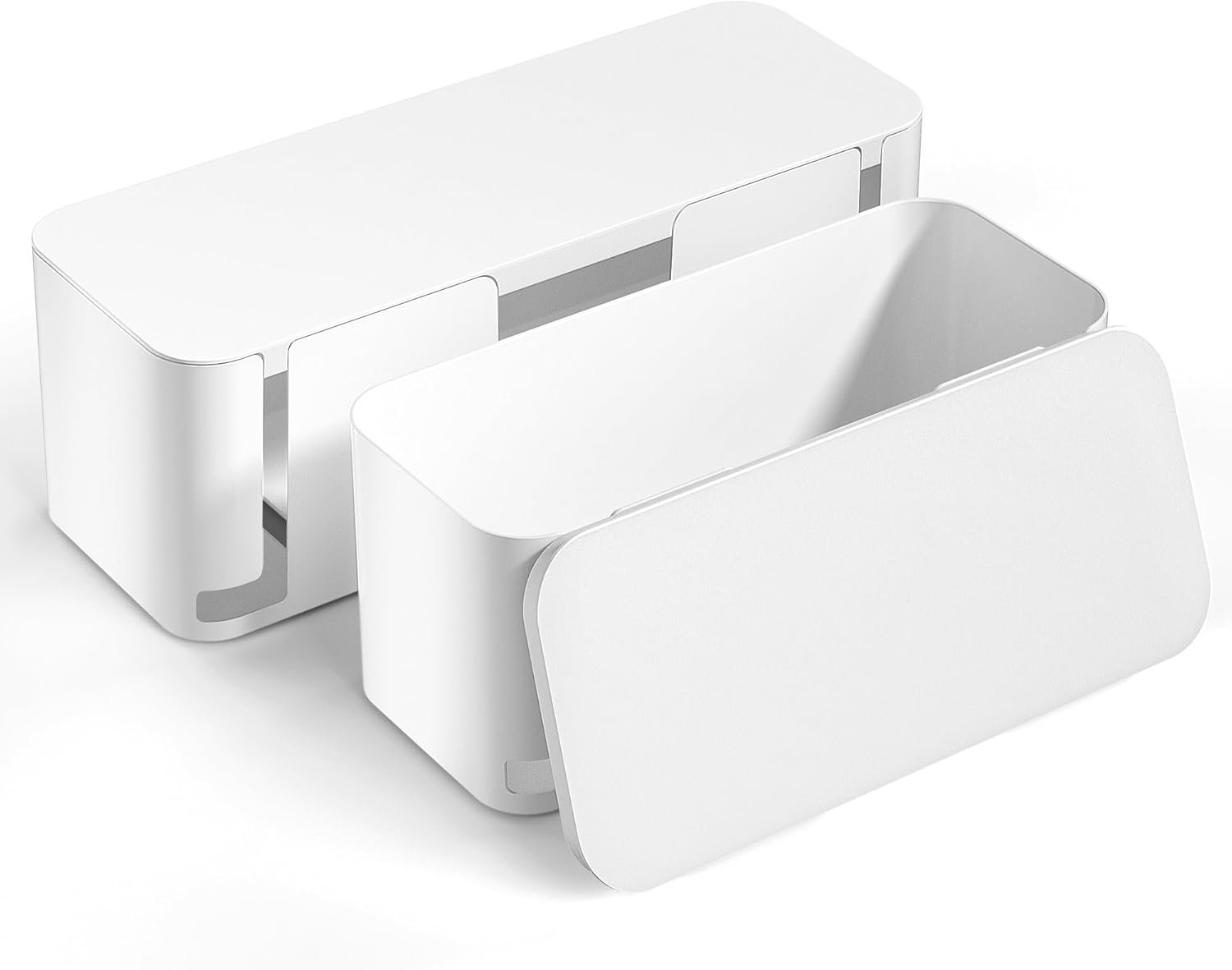 TIESELX 2 pack cable management box, child-proof and pet-safe cord organizer in white