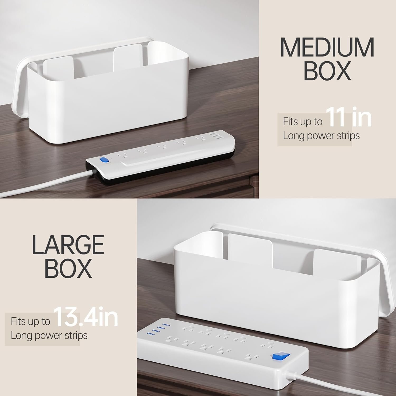TIESELX Cable Management Box available in white and black colors