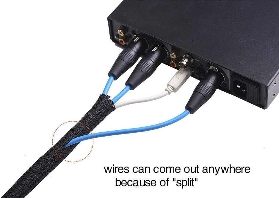 TIESELX split wire loom desk cable management organized wires