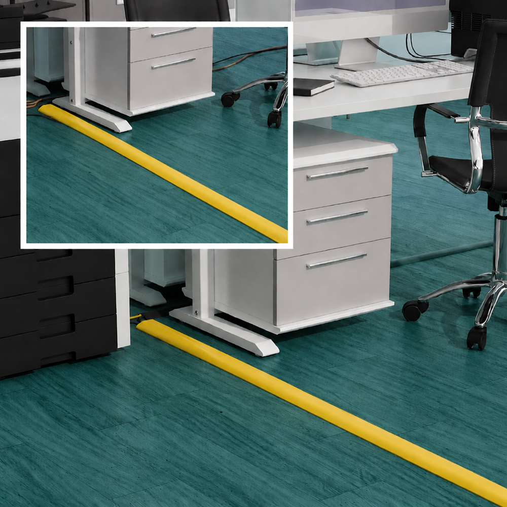 TIESELX Heavy-Duty Floor Cord Cover – Non-Slip PVC Cable Protector Ramp - Image 11