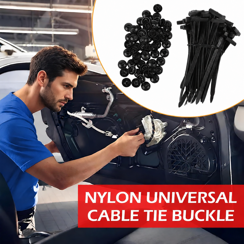 TIESELX Nylon Universal Cable Tie Buckle Clips – Push-Mount Zip Tie Fasteners for Car Fender, Engine Cover & Mudguard | With Storage Box - Image 4