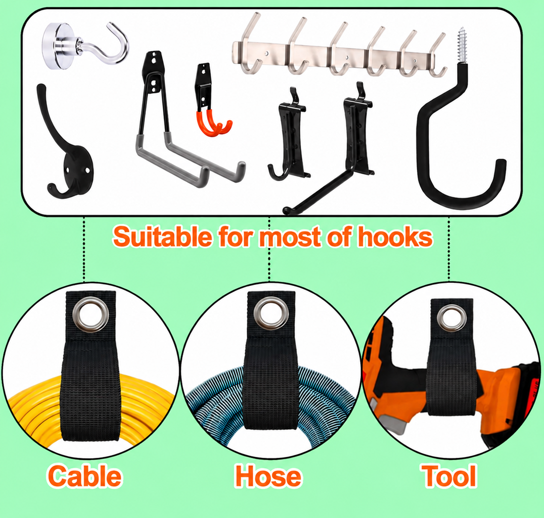 TIESELX Heavy-Duty Hook and Loop Cord Organizer Straps – Reusable Nylon Cable Straps with Metal Grommet, 10-Pack Assorted Sizes - Image 4